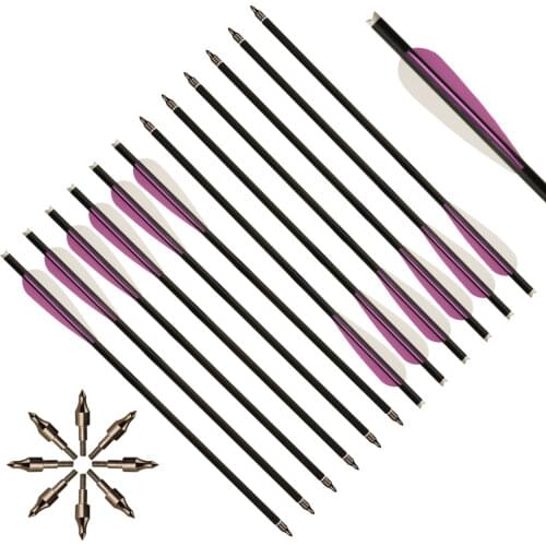6/12/24Pcs 16'' Carbon Shaft Arrows replacable Arrow Tip 4'' Water Drop TPU Tail Feathers for Crossbow Bolts Shooting Hunting