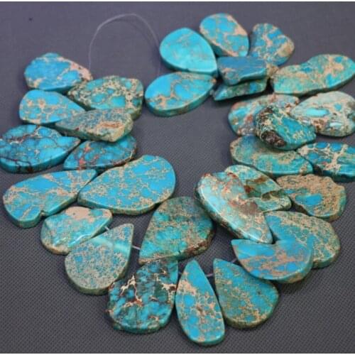 KINDGEMS Blue Imperial Emperor Stone Necklace Beads Top Drilled Slab Shape Women Fashion Accessories Jewelry Making