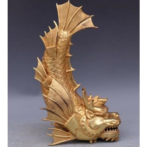 Chinese Royal Pure Bronze Copper Arowana Lucky Auspicious Dragon Fish Statue