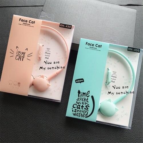 Cute Cat Colored Stereo Pink Headphones Headset Earphones for Samsung Xiaomi Kids Birthday Gifts With Retail box