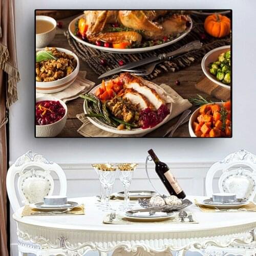 Meat and Vegetable Scandinavian Canvas Painting Cuadros Posters and Prints Restaurant Kitchen Wall Art Food Picture Living Room