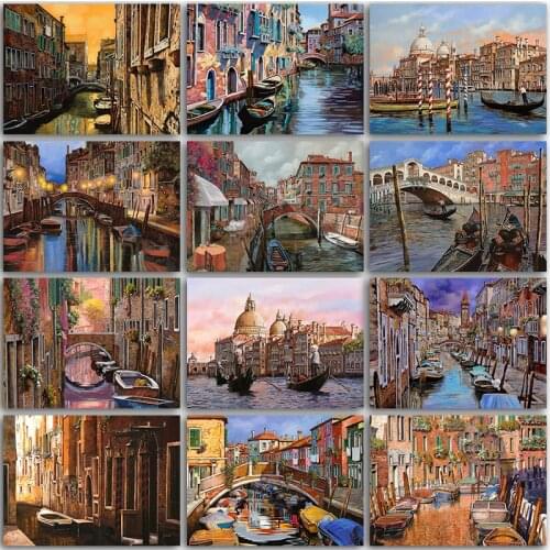 Full Square&Round Diamond Painting Kit Paint landscape town city Venice scenery Paris embroidery mosaic Cross stitch home decor