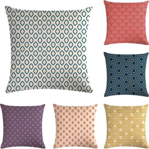 Stripe Geometry pattern Cushion cover Geometric Printed pillowcase Linen cotton Cushion Pillow covers Sofa Home Decor 45x45cm