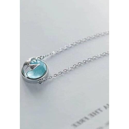 New Arrivals 925 Sterling Silver Blue Fish Tail Necklaces & Pendants For Women Hot Fashion sterling-silver-jewelry