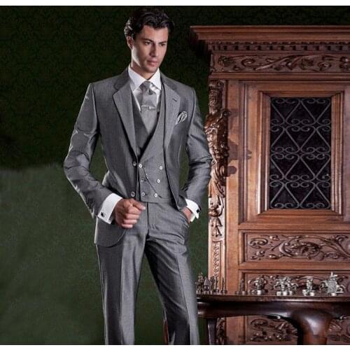 New Arrival One Button Groomsmen Notch Lapel Groom Tuxedos Men Suits Wedding/Prom Best Man Blazer ( Jacket+Pants+Vest+Tie)A141