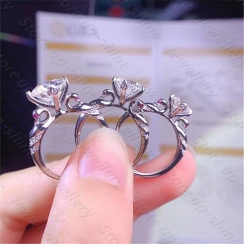 New Moissan Diamond 925 Silver Womens Ring Swan Lovers Design Luxurious, Exquisite and Elegant