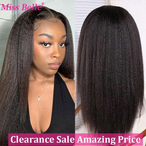 Brazilian Kinky Straight Wig Lace Front Human Hair Wigs T Part Lace Frontal Wigs 28 30 inches Yaki Straight Human Hair Wig