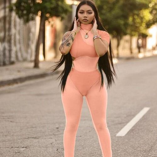 Sexy Mesh See Through Bodycon Jumpsuit Women Elegant Party Club Outfits Patchwork Skinny Rompers Night Out Overalls for Women