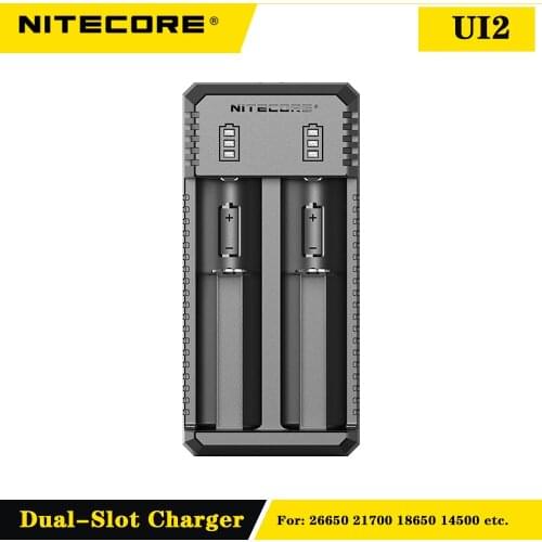 NITECORE UI2 portable dualslot USB battery charger compatible with 26650/20700/21700/18650/14500 Li-ion/IMR Intelligent Charger