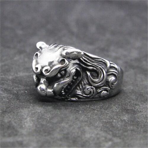 Rany&Roy Newest Men Boys Lion Head Ring 316L Stainless Steel Jewelry Fashion Band Party Lion King Ring
