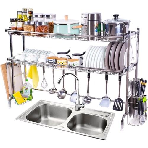 Shihan stainless steel single double sink on the drain rack household kitchen sink put the bowl chopsticks to collect the shelf