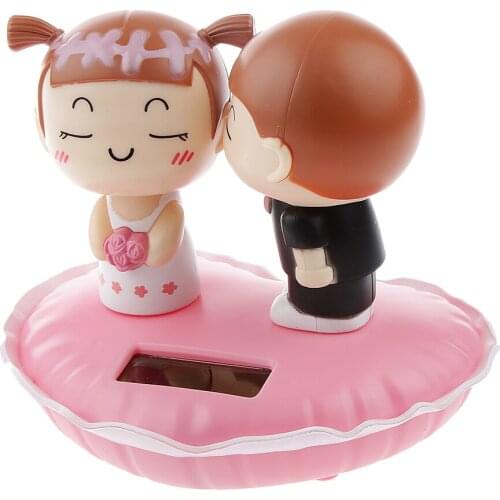 Cute Plastic Solar Power Kiss Dolls Car Ornament Auto Accessories