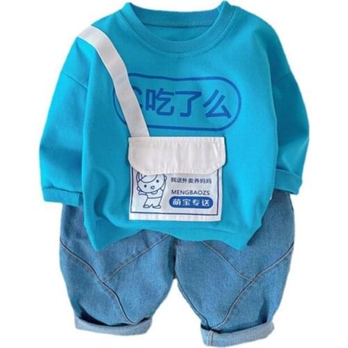 Spring Autumn Children Cotton Clothes Boys Girls Cartoon T Shirt Pants 2Pcs/sets Kids Casual Costume Toddler Fashion Tracksuit