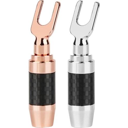 U/Y Type Fork Spade Gold/Rhodium plated Copper Banana Plugs Connector Speaker Wire Connector With Screw locks Audio Terminals