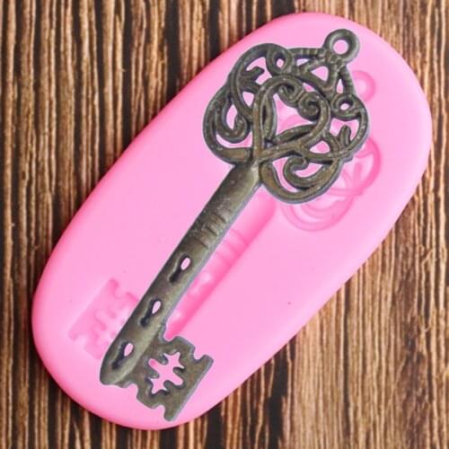 Vintage Key Silicone Molds Steampunk Skeleton Cake Border Fondant Mould DIY Party Cake Decorating Tools Candy Chocolate Moulds