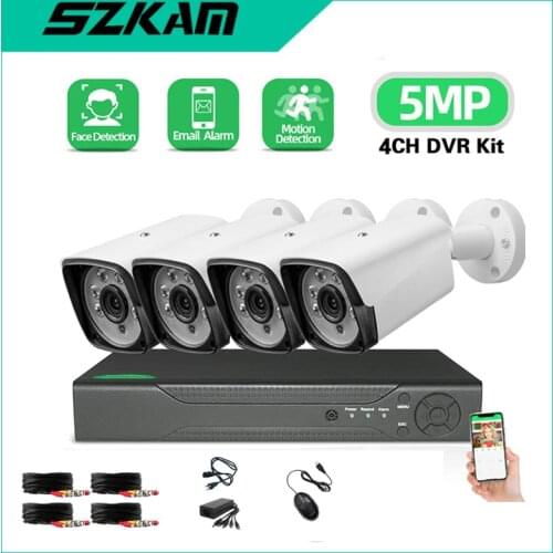 5MP AHD DVR Kit CCTV Camera System Full HD TVI AHD CVI IP 4CH 5Megapixel Video Surveillance Outdoor Security Email Alarm