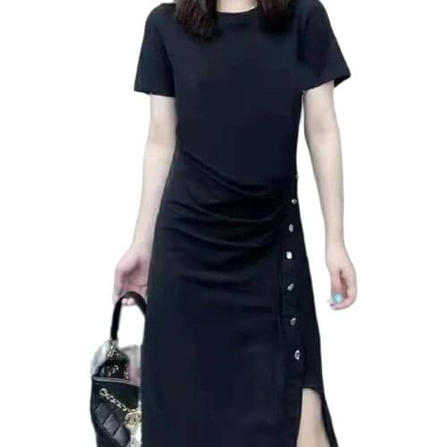 New Summer Dress For Women 2021 Sexy Retro Split li Dress Fashion Slim Slimming Package Hip Improved Cheongsam Dress Women