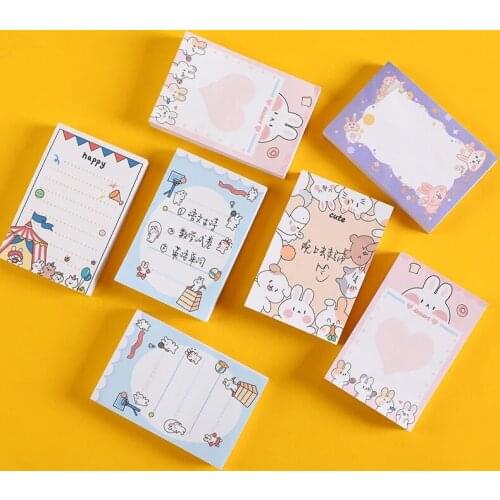 100 Sheets Cute Cartoon of Rabbit Memo Pad Students Memo Notes Can Tear N Times Posted Message Notepad Stationery Gifts