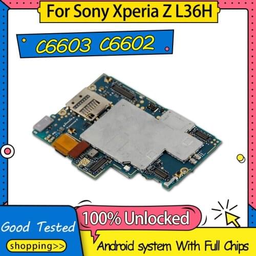 100% Working Original Unlocked Mainboard For Sony Xperia Z L36H C6603 C6602 Motherboard Logic Circuit Board