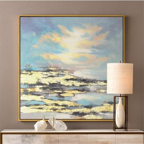 100% Handmade Sea View Sunny Abstract Painting Modern Art Picture For Living Room Modern Cuadros Canvas Art High Quality