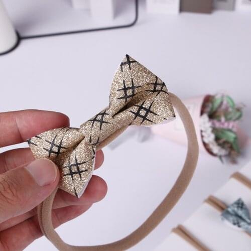 13pcs/set Girls Sweet Headband Baby Bows Headbands Children Nylon Bands 3 Inch Bow Korean Style Shiny Glitter Printed Design