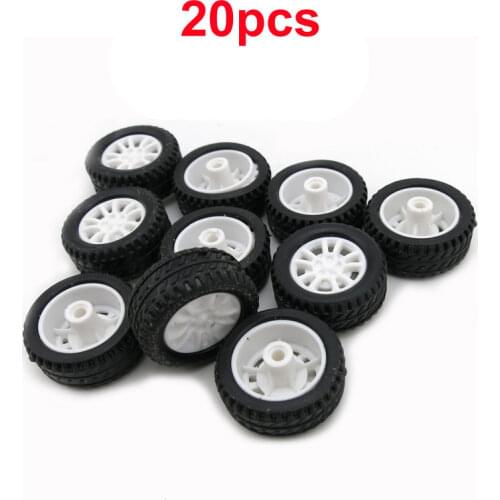 40PCS 20x8x1.9mm Toy Car Wheels ABS Plastic+Rubber Miniature Micro Tires 2mm Axle DIY Accessories for RC Model