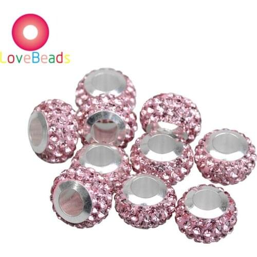 20pcs Large Hole Crystal Beads Top Quality Rhinestone Glass Spacer Beads Charms Fit Pandora Bracelet DIY Hair Art Craft Jewelry