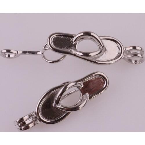 5pcs Dull Silver copper flip flop shoes can be opened Beads Pearl Cage Pendant Locket Fairytale Party Essential Oil Diffuser