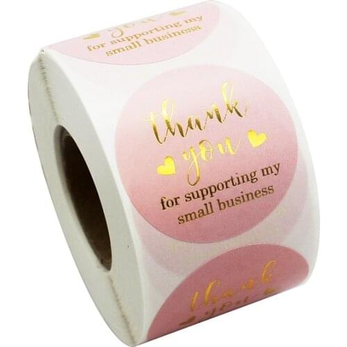 500pcs Round Pink Label Stickers Paper Cute Thank You business Stickers for Baking Packaging Seal Labels Stationery Stickers