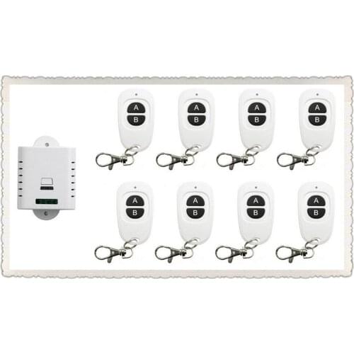 85V 110V 120V 220V 250V 1CH 10A RF Wireless Switch Relay Receiver Remote Controllers & 8* White AB keys Waterproof Transmitter