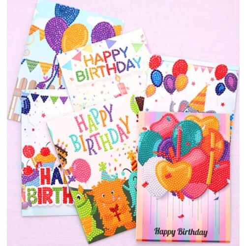 5D DIY Diamond Painting Happy Birthday cards Christmas gift Greeting Cards Diamond Embroidery Children Handmade Birthday