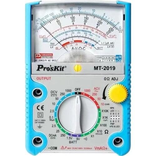 Free Shipping ProsKit MT-2019 Protective Function Analog Multimeter Safety Standard Professional Ohm Test Meter Tester Analog