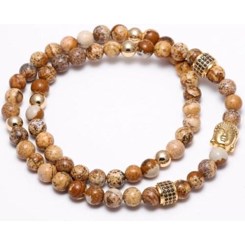 Natural Grounding Stone Buddha Double Wrap Bracelet a wonderful talisman for protection, healing