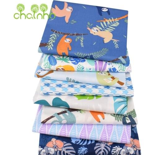 Chainho,Printed Twill Cotton Fabric,Patchwork Cloth,DIY Sewing Quilting Material For Baby & Childrens Beding Shirt,Sloth Series