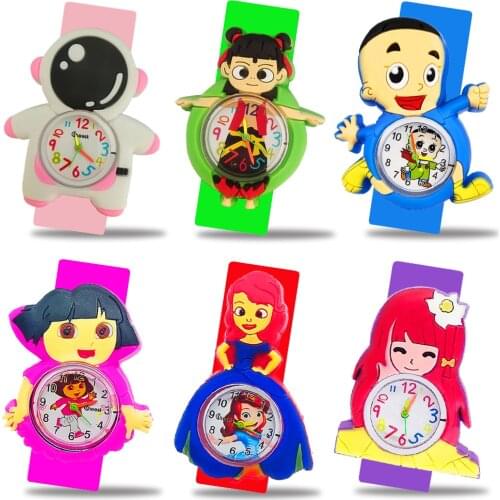 3D Dora Princess Girls Toy Childrens Watches Kids Quartz Watch Silicone Slap Belt Child Clock Children Toys Baby Christmas Gift