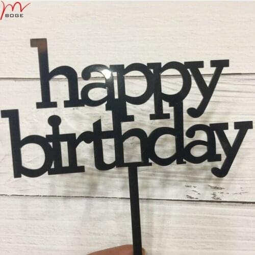 Black acrylic birthday party supplies cake topper happy birthday banner