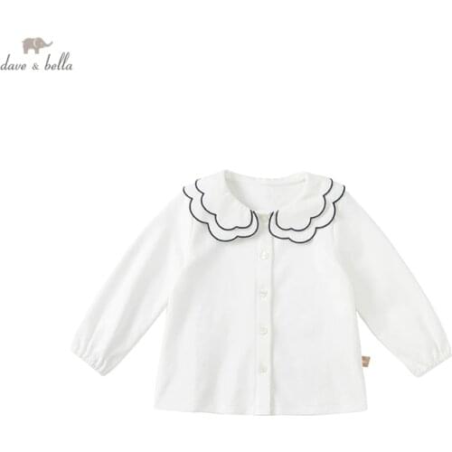 DB20542 dave bella autumn fashion baby girls solid shirts infant toddler tops children high quality clothes