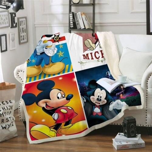 Disney Mickey Minnie Mouse Blanket Soft Flannel Sherpa Bed Covering Cartoon Lilo & Stitch Throw for Children Kids Christmas Gift