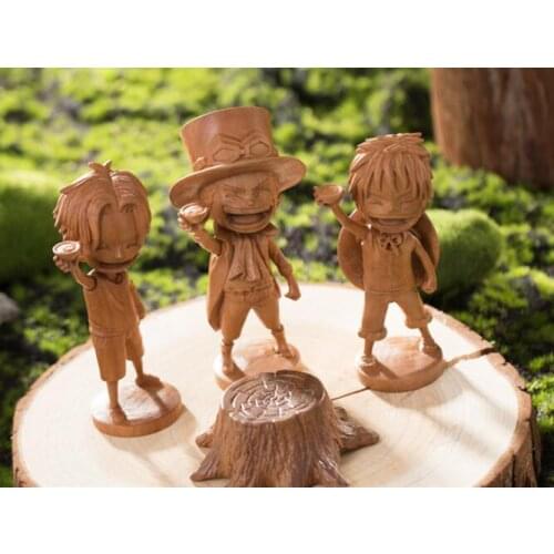 3pcs/set Wooden Handmade Genuine One Piece 11cm Luffy & Ace & Sabo 3 brother Action Figure Toys Dolls