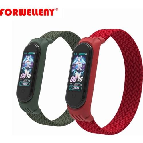 Forwelleny For Xiaomi Band 5 4 3 Nylon Solo Loop Braided Strap Accessories