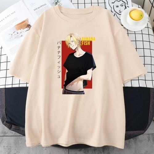 Japanese Cartoon Banana Fish Print T-Shirts Women Fashion Casual Tshirts Harajuku Loose Tops Hip Hop Oversize T Shirts Female