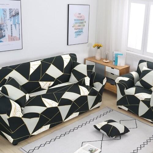 Geometric Stretch Sofa Covers Elastic Corner L Shape Sofa Slipcovers for Living Room for 1/2/3/4 Seater Sectional Sofa