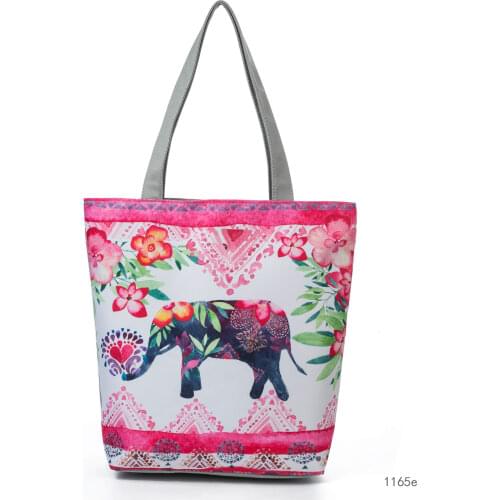 Miyahouse Canvas Shoulder Bag For Female Tote Handbag Cartoon Elephant Printed Handbag Women Beach Bag Bolsa Feminina