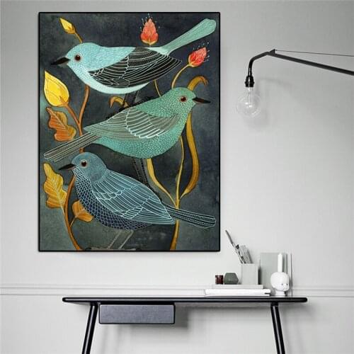 Canvas Painting Animal Bird Decor Canvas Creative Style Drawing Printed Picture Poster Wall Home Decor For Living Room Frameless