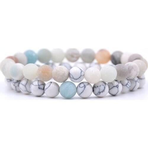 Classic Set of 2 Couple Bracelets 8MM 2Pcs/Set Couples Distance Bracelet Handmade Stone Beaded Wrists For Men Women Best Gifts