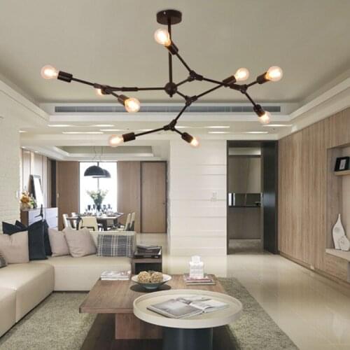 Nordic postmodern creative living room dining room chandelier black magic bean molecular art hanging lamp ceiling LED lights