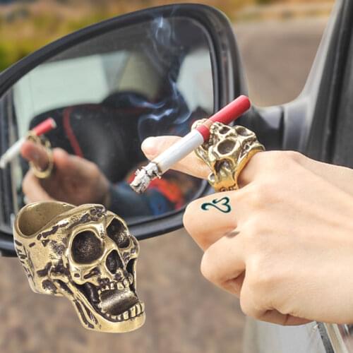 COHIBA Skull Cigar Ashtray Holder Steel Stand Cigars Holder Finger Ring golden Silver Accessories Mens Gadgets