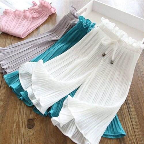 Summer Baby Girls Chiffon Pants Holiday Loose Wide Leg Mosquito-proof Trousers Leisure Kids Clothes for 6 8 10 12 Years Vestidos
