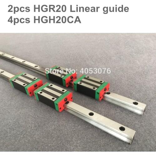 Free shipping 20MM 2pcs HGR20 linear rail 1200mm 1500mm and 4pcs HGH20CA or HGW20CA linear block CNC Parts