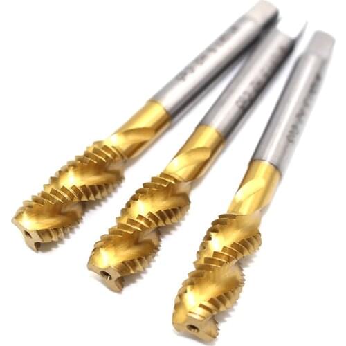 1PC Spiral Tap Titanium Plating HSS Cobalt Metric Tap M3 M4 M5 M6 M8 M10 M11 M12 Machine Tool High Speed Steel Screw Tap